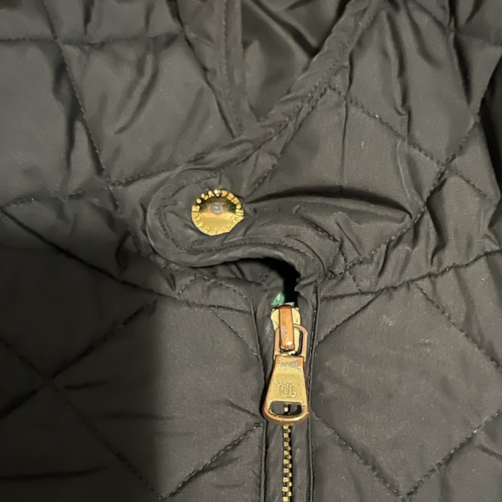Ralph Lauren | Black and gold Quilted Zip-Up Mid Length Coat Jacket - Picture 4 of 10